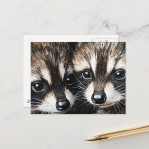 Mooie Aandoenlijke Baby Wasberen Schilderen Briefkaart