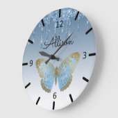 Mooie, aangepaste blauwe vlinder grote klok (Hoek)