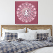 Mooie Aangepaste Fantasie Roze Sneeuwman Stip Mand Canvas Afdruk (Insitu (Slaapkamer))