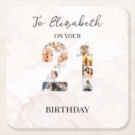 Mooie aangepaste gezelfamiliefoto  vierkante kartonnen onderzetter