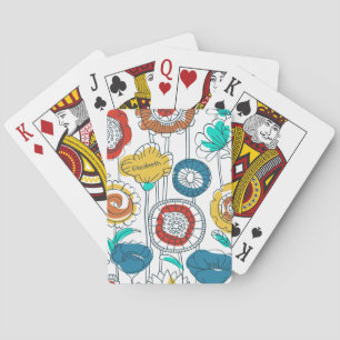 Mooie Aangepaste Naam Abstracte Moderne Bloemen Ku Pokerkaarten