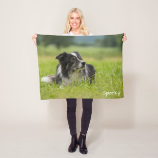 Mooie Aangepaste Naam Border Collie Fleece Deken