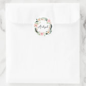 Mooie Aangepaste Naam Monogram Bloemenkrans Ronde Sticker (Tas)