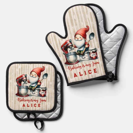 Mooie aangepaste namen Noel Ovenwant & Pannenlap Set (Voorkant / Achterkant)