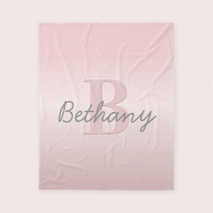 Mooie aanpasbare roze monogram & uw naam schrift fleece deken