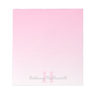 Mooie aanpasbare roze monogram & uw naam schrift notitieblok