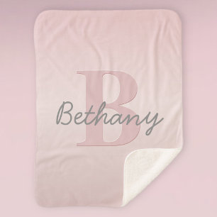 Mooie aanpasbare roze monogram & uw naam schrift sherpa deken