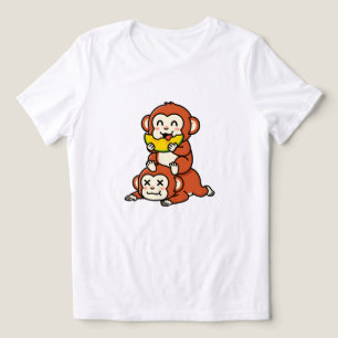 Mooie aap eet watermeloen grappige stapel kunst Tri-Blend shirt