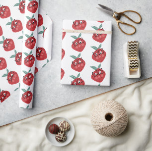 Mooie aardbei Cartoon handgetekende Doodle Cadeaupapier