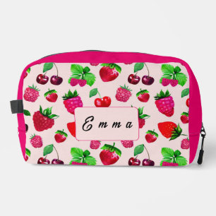 Mooie Aardbei Fruit Patroon Aangepaste Naam Toilettasje
