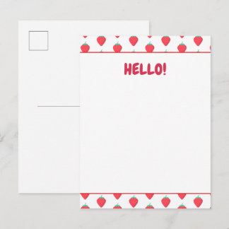 Mooie Aardbei Kawaii Liefhebber Esthetisch Patroon Briefkaart