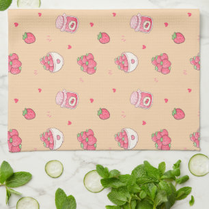 Mooie aardbei patroon keukenhanddoek