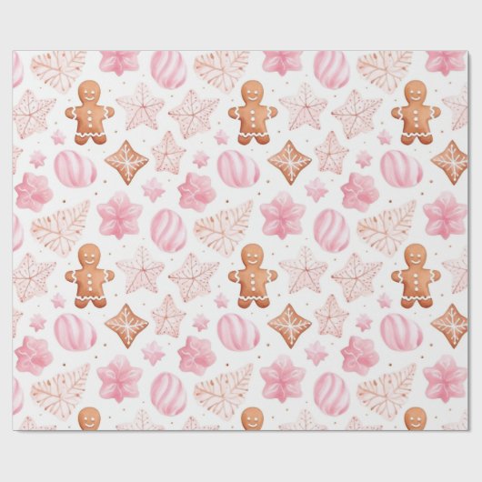 Mooie aardbei peperkoek Kerstmis Cadeaupapier (Vlak)