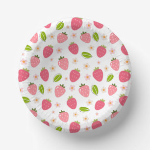 Mooie aardbei roze meisjes verjaardag papieren kom