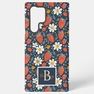 Mooie aardbeien design met eigen naam samsung galaxy hoesje