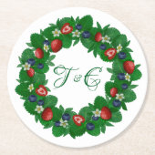 Mooie aardbeien en bosbessen krans onderzetters (Voorkant)