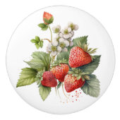 Mooie aardbeien keramische knop (Voorkant)