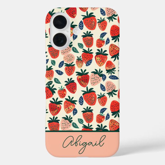 Mooie aardbeiendesign met eigen naam Case-Mate iPhone case (Achterkant)