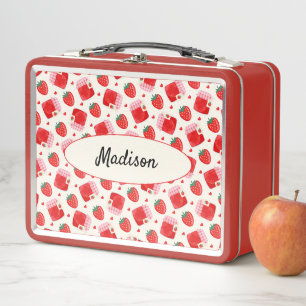 Mooie aardbeienjam en hartenpatroon meisjes rood