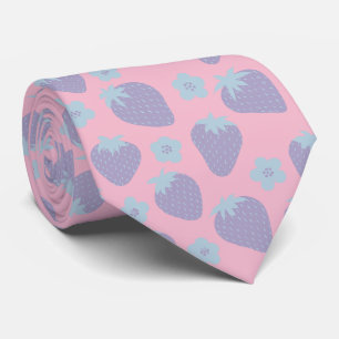 Mooie aardbeienpatroon in lila en blauw stropdas