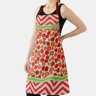 Mooie Aardbeienschijfjes Stippen & Chevron Rood Schort