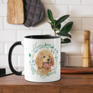 Mooie abrikozenkleurige poedelkrans koffiemok mok