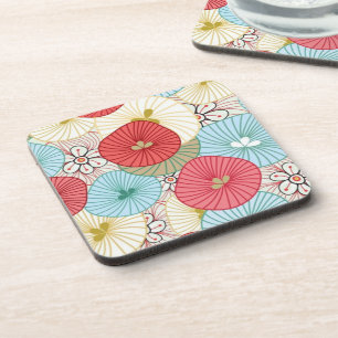 Mooie Abstract Kleurrijk Druk Bloem Motief Bier Onderzetter