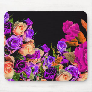 Mooie Abstracte bloemen zwarte achtergrond Muismat