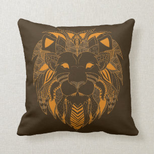 Mooie Abstracte gouden tribale lion Kussen