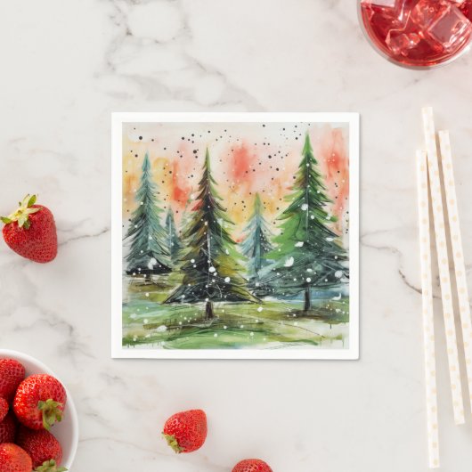 Mooie Abstracte kerstbomen gloeiende lucht Servet (Insitu)