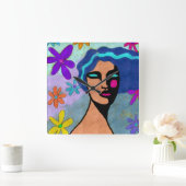 Mooie Abstracte kunst wandklok Vierkante Klok (Huis)