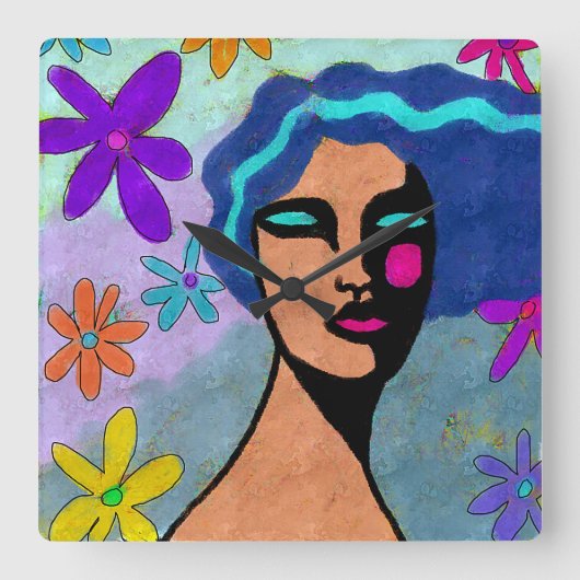 Mooie Abstracte kunst wandklok Vierkante Klok (Voorkant)