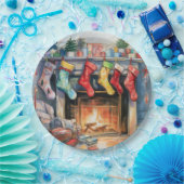 Mooie Abstracte open haard kousen Papieren Bordje (Feest)