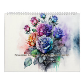 Mooie Abstracte Waterverf bloemen Kalender