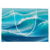 Mooie Abstracte zacht blauwe oceaan golven spatten Groot Cadeauzakje (Achterkant)