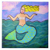 Mooie Abstracte zeemeermin schilderij Tegeltje (Voorkant)