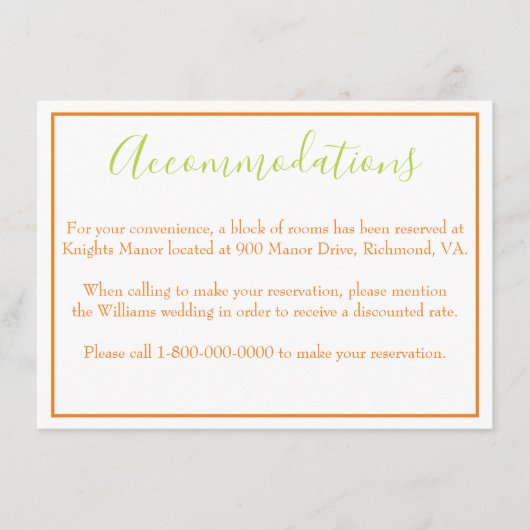 Mooie accommodaties informatiekaartje (Voorkant)