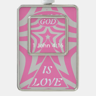 Mooie Achempong God Is Love Star Pastel Roze Verzilverd Kader Ornament