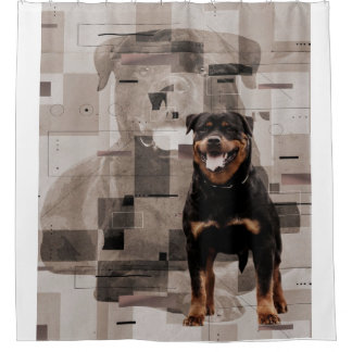 Mooie achtergrondrottweiler - Metzgerhund Douchegordijn