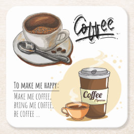 Mooie afbeelding Koffietijd voor koffieliefhebbers Vierkante Kartonnen Onderzetter