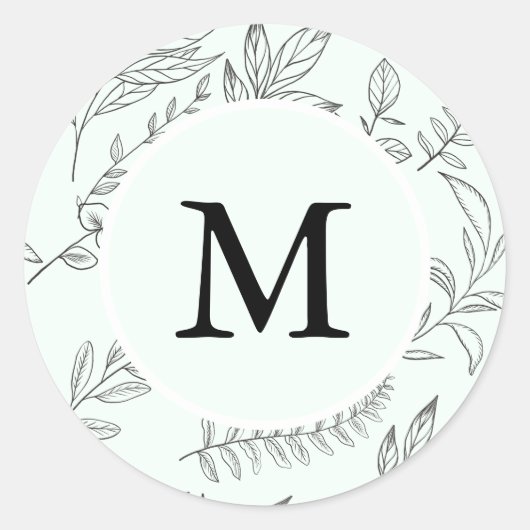 Mooie afdruk Monogram Mint Holiday Ronde Sticker (Voorkant)