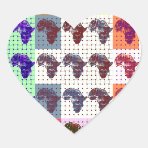 Mooie Afrikaanse kaart Checkered Pap art etnisch Hart Sticker