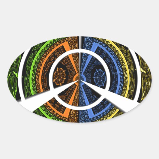 Mooie Afrikaanse kleurrijke cirkelvormige illustra Ovale Sticker (Voorkant)