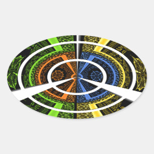 Mooie Afrikaanse kleurrijke cirkelvormige illustra Ovale Sticker