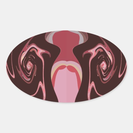 Mooie Afrikaanse Maroon Motief Print Design Ovale Sticker (Voorkant)