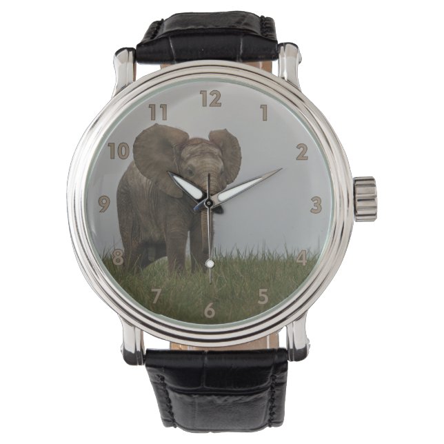 Mooie Afrikaanse Struik olifant Horloge (Voorkant)