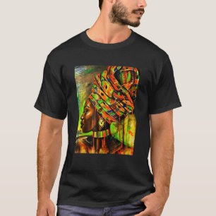 Mooie Afrikaanse Vrouw Kente Patroon Afrikaanse Ar T-shirt