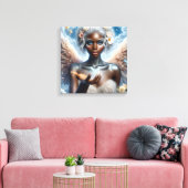 Mooie Afro-Amerikaanse Engel Eetherisch Canvas Afdruk (Insitu (Woonkamer))