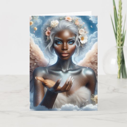 Mooie Afro-Amerikaanse Engel Eetherisch Kaart (Voorkant)