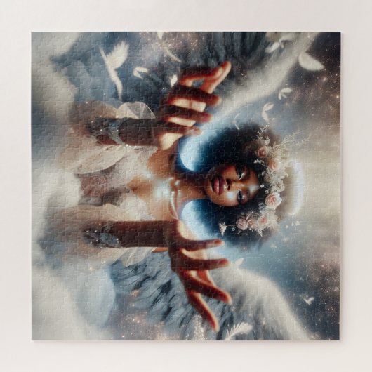 Mooie Afro-Amerikaanse Engel Eetherisch Legpuzzel (Horizontaal)